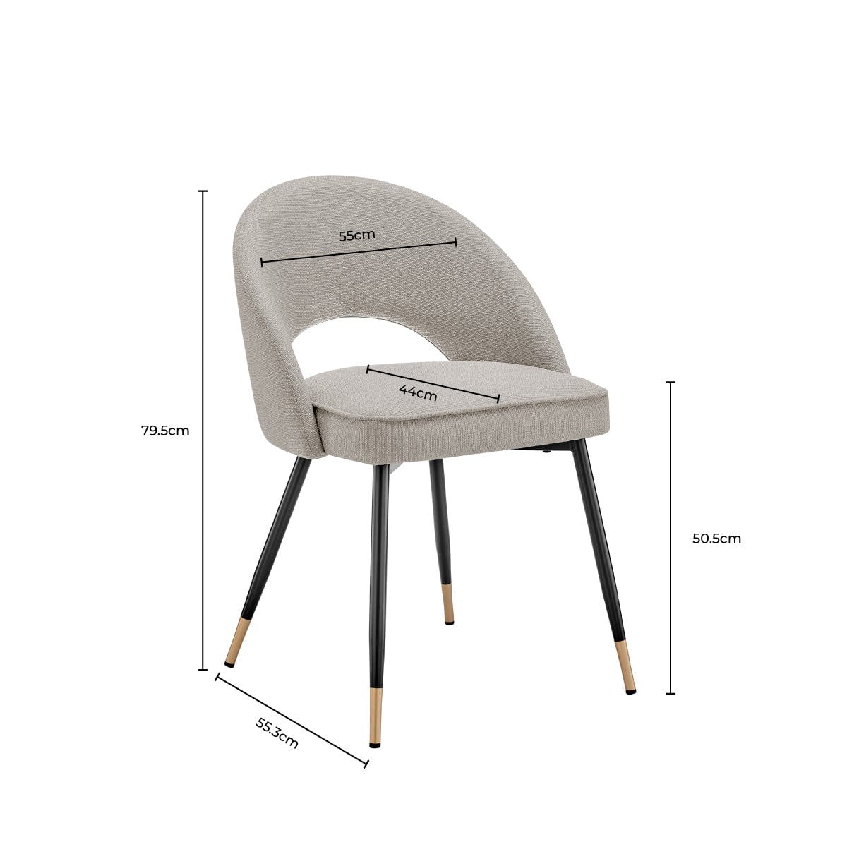 Dusklia - Lola Set of 2 Dining Chairs - Linen Look - Stone Grey