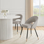 Dusklia - Lola Set of 2 Dining Chairs - Linen Look - Stone Grey