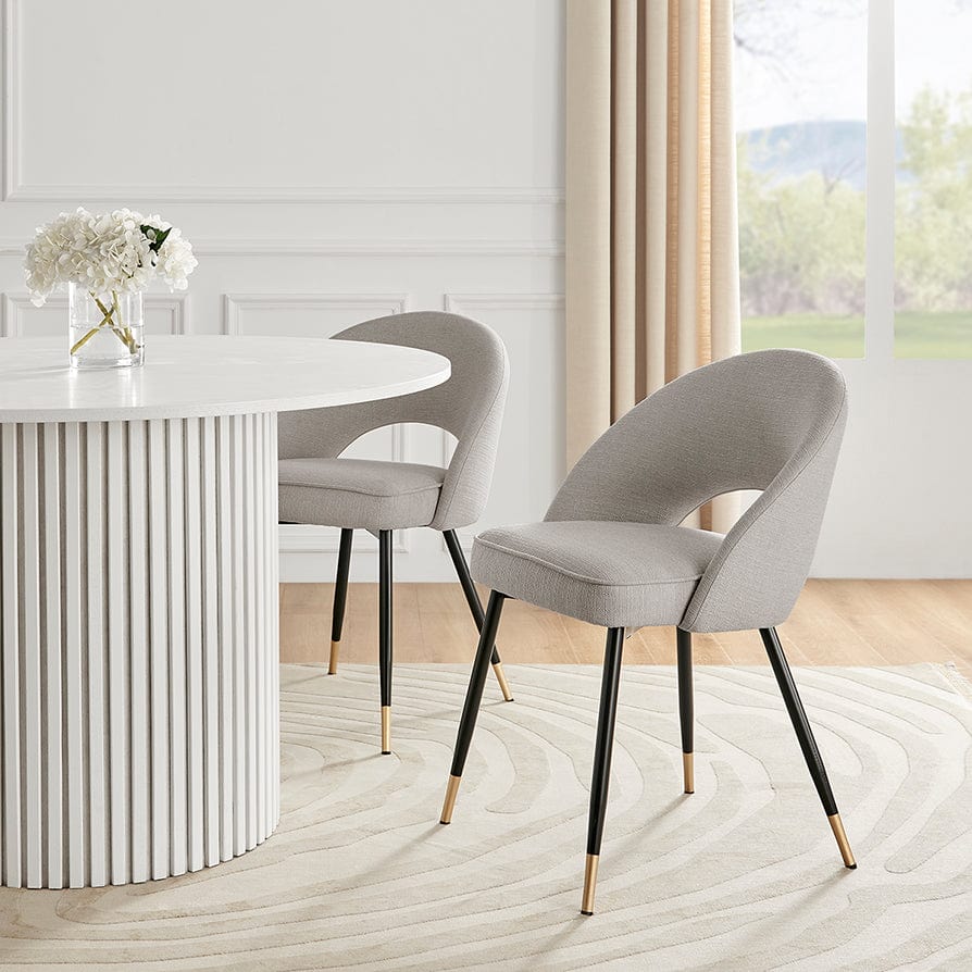Dusklia - Lola Set of 2 Dining Chairs - Linen Look - Stone Grey