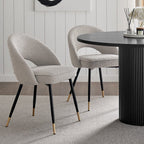 Dusklia - Lola Set of 2 Dining Chairs - Linen Look - Stone Grey