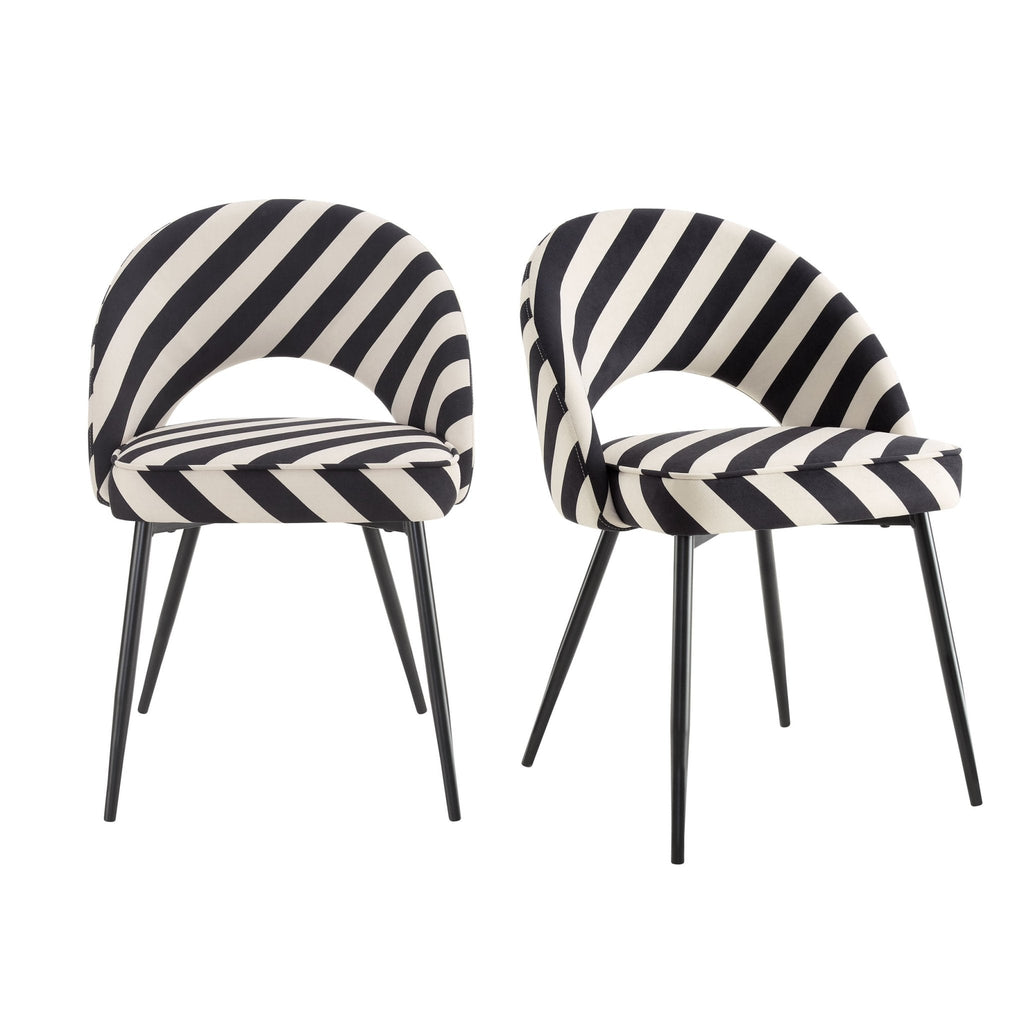 Dusklia - Lola Set of 2 Dining Chairs - Mono Stripe