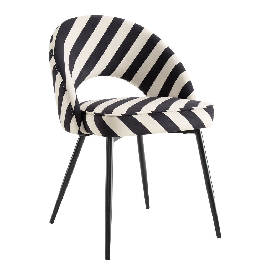 Dusklia - Lola Set of 2 Dining Chairs - Mono Stripe