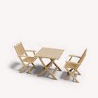 Dusklia - London Outdoor 2 Seater Square Folding Bistro Table and Chairs - Natural