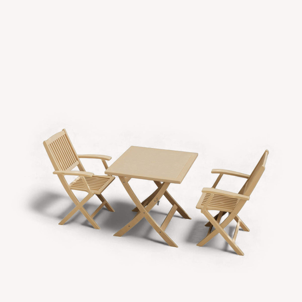 Dusklia - London Outdoor 2 Seater Square Folding Bistro Table and Chairs - Natural