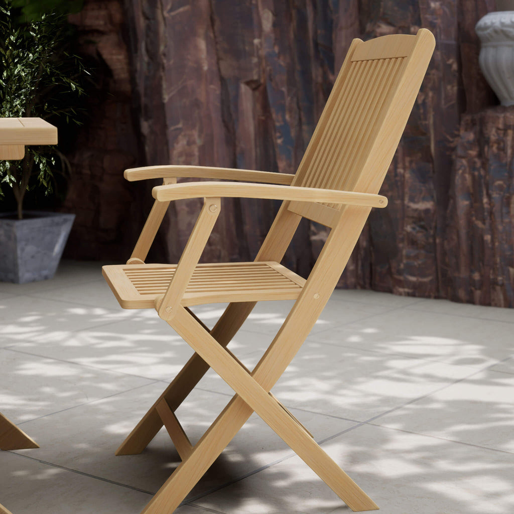 Dusklia - London Outdoor 2 Seater Square Folding Bistro Table and Chairs - Natural