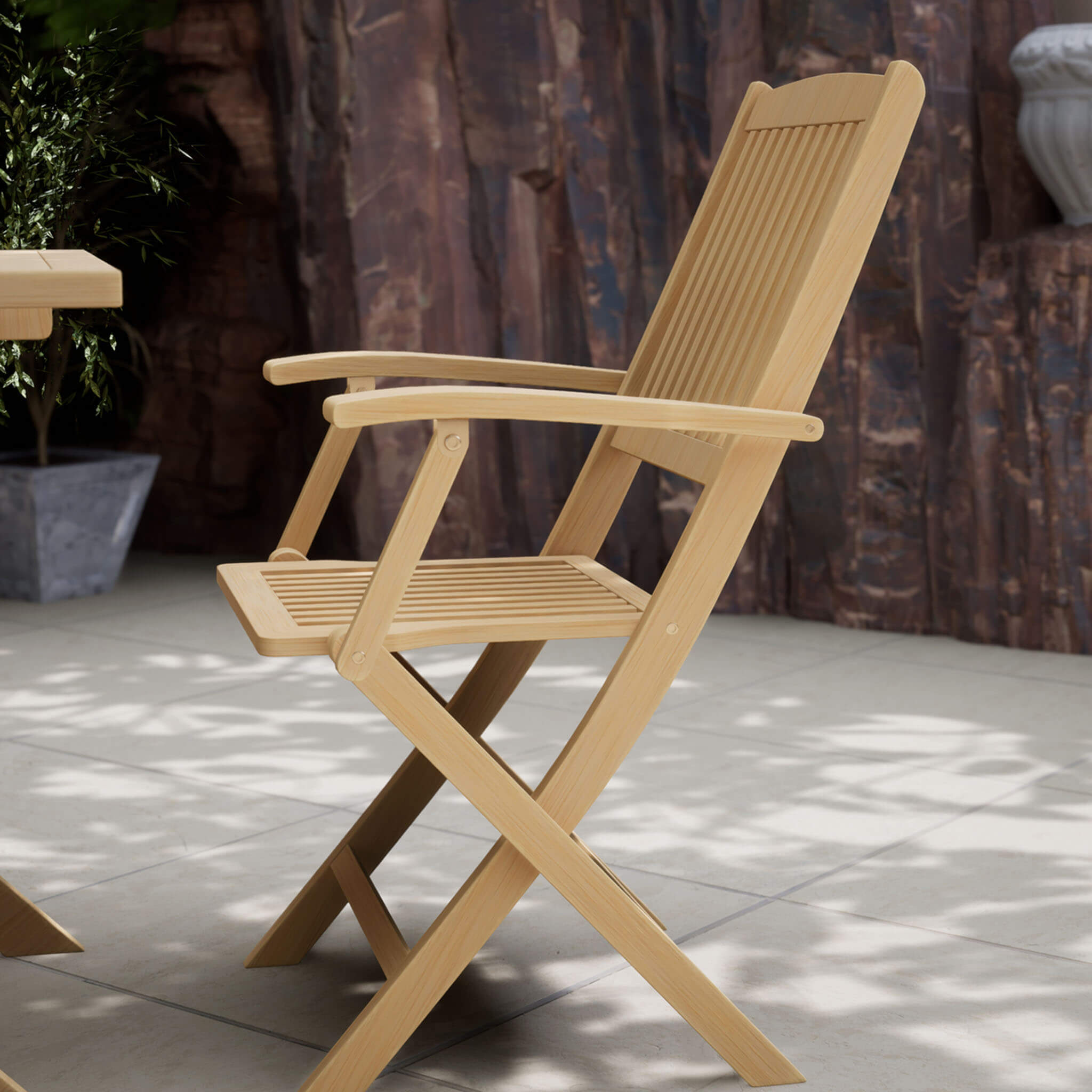 Dusklia - London Outdoor 2 Seater Square Folding Bistro Table and Chairs - Natural