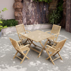 Dusklia - London Outdoor 4 Seater Square Folding Bistro Table and Chairs - Natural