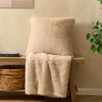 Dusklia - Long Faux Fur Sofa Cushion Cover - Natural
