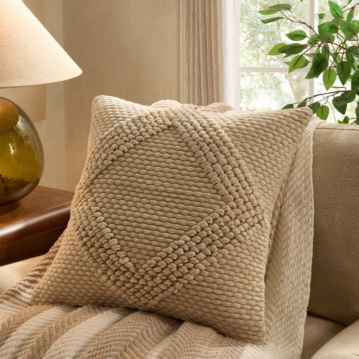 Dusklia - Loop Pattern Sofa Cushion Cover - Off White
