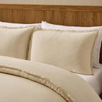 Dusklia - Lora Linen Blend Frayed Edge Duvet Cover & Pillowcase Set - Natural