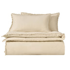 Dusklia - Lora Linen Blend Frayed Edge Duvet Cover & Pillowcase Set - Natural