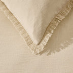 Dusklia - Lora Linen Blend Frayed Edge Duvet Cover & Pillowcase Set - Natural