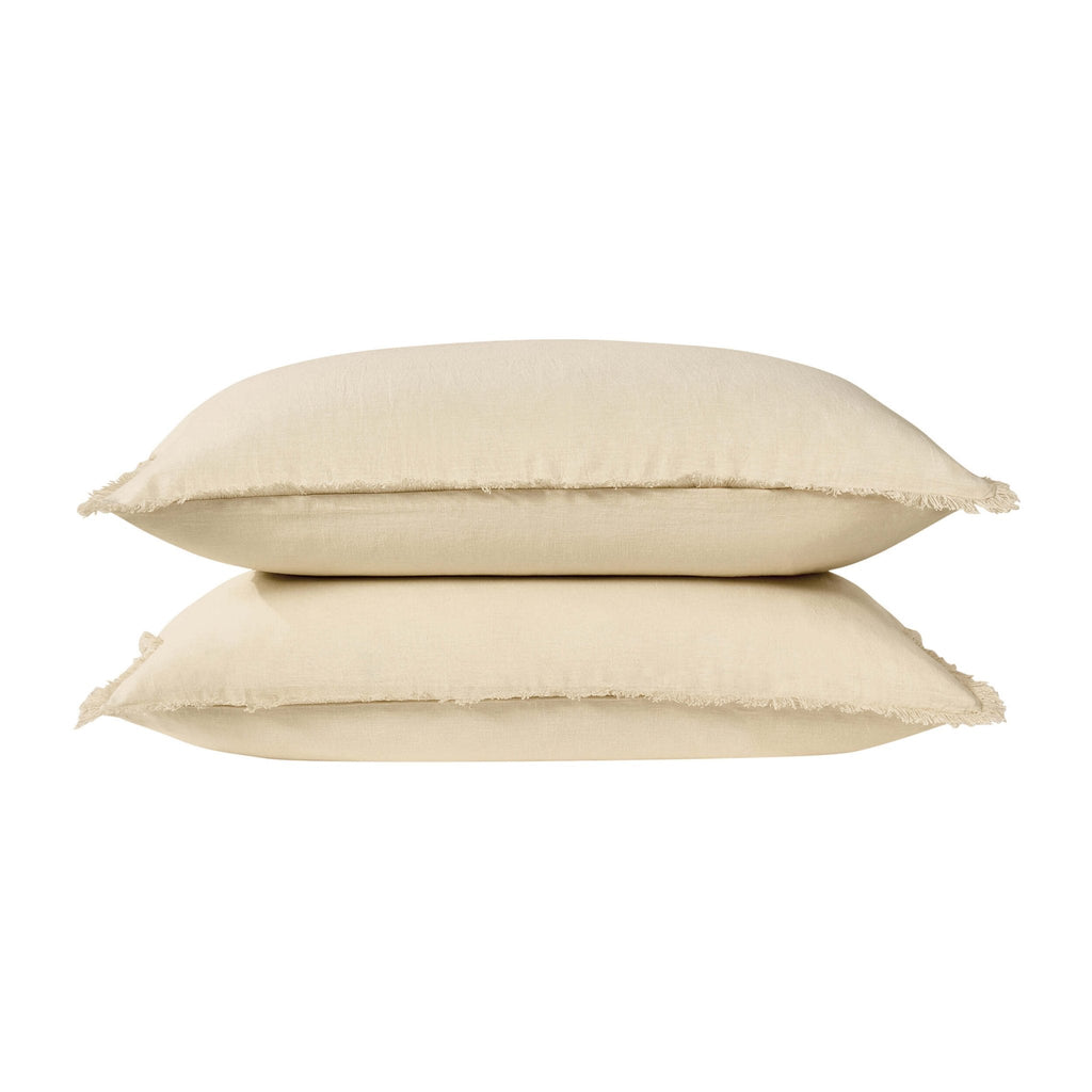 Dusklia - Lora Linen Blend Frayed Edge Duvet Cover & Pillowcase Set - Natural
