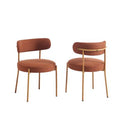 Set of 2 NOA chairs in terracotta fabric with wood-finish metal legs