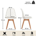 Set of 6 dining chairs - Scandinavian (white), solid wood legs - openwork backrest
