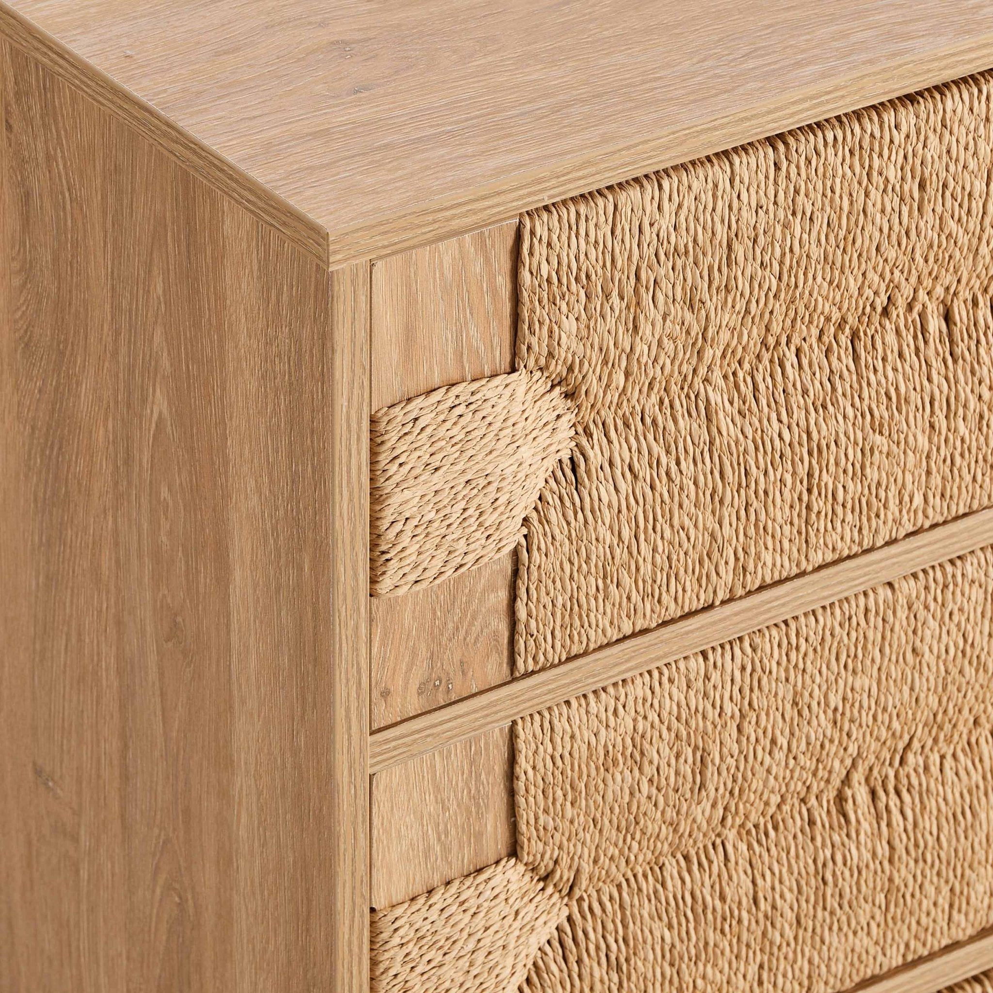 Dusklia - Lottie Woven 3 Drawer Chest - Light Wood