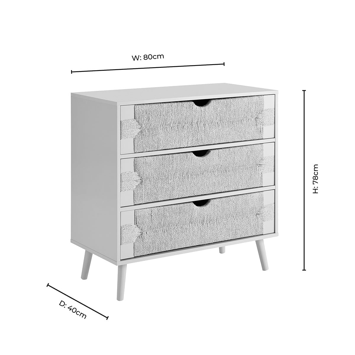 Dusklia - Lottie Woven 3 Drawer Chest - Sky Blue