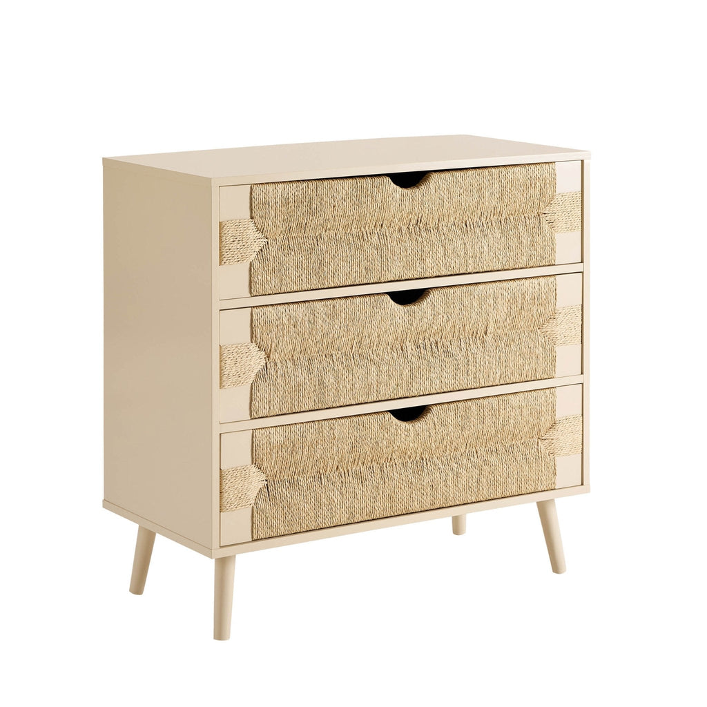 Dusklia - Lottie Woven 3 Drawer Chest - Sand