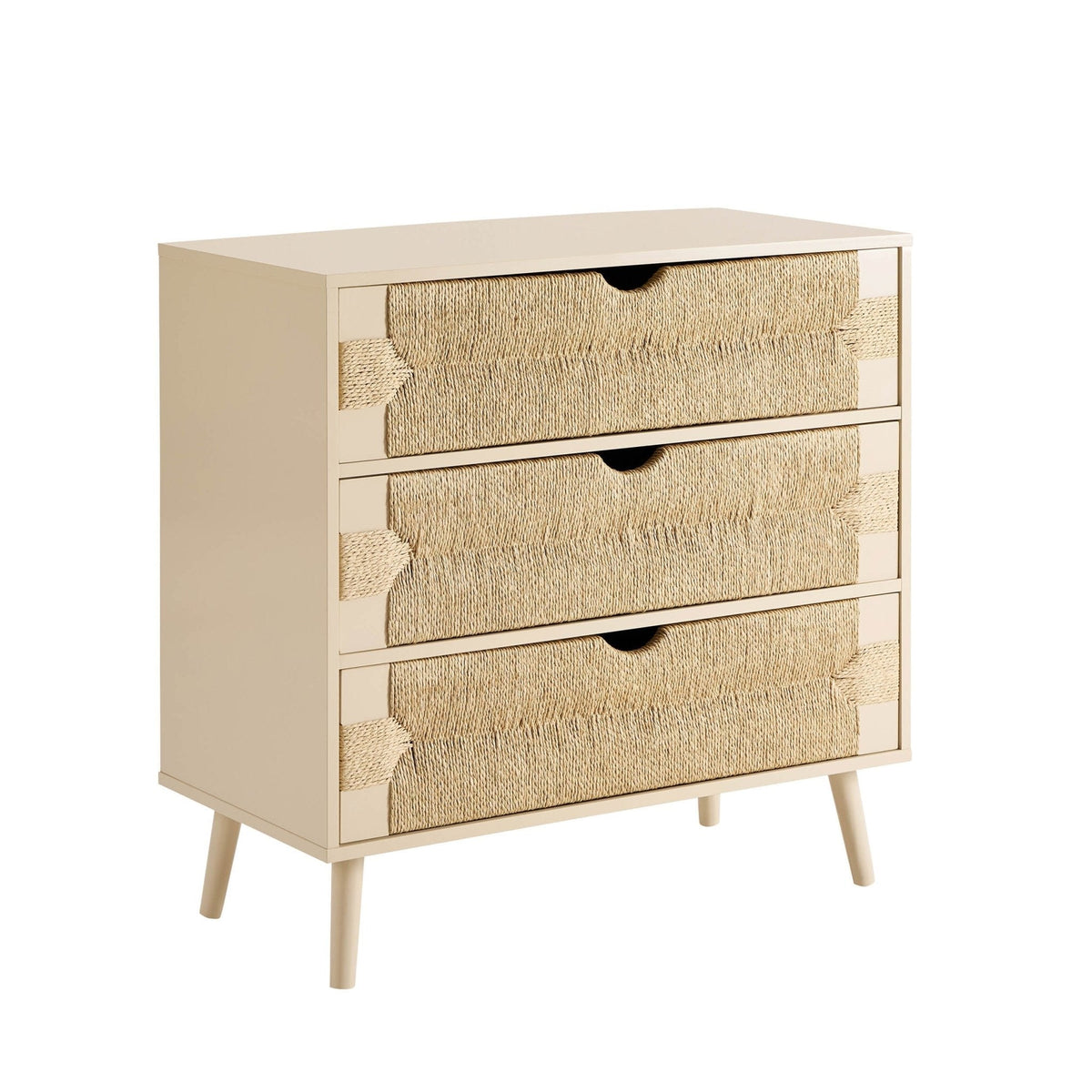 Dusklia - Lottie Woven 3 Drawer Chest - Sand