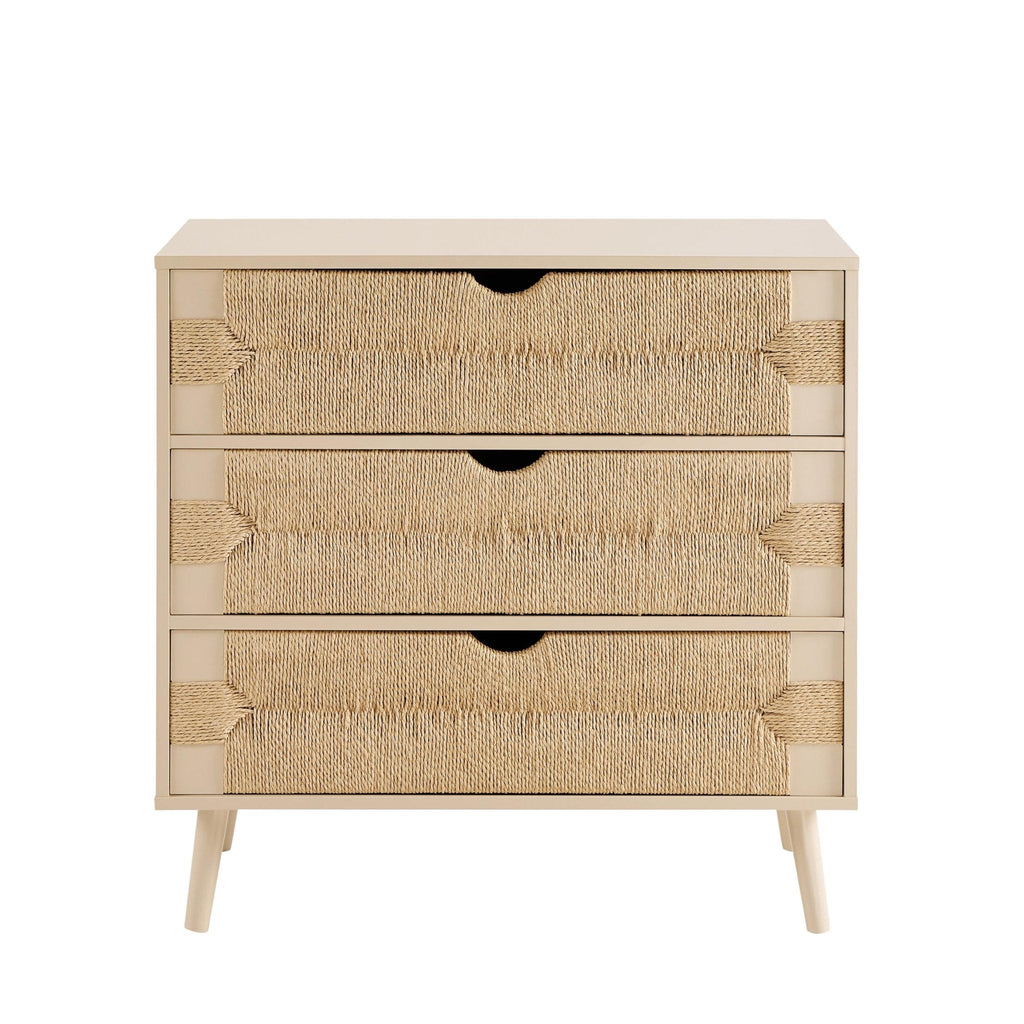 Dusklia - Lottie Woven 3 Drawer Chest - Sand