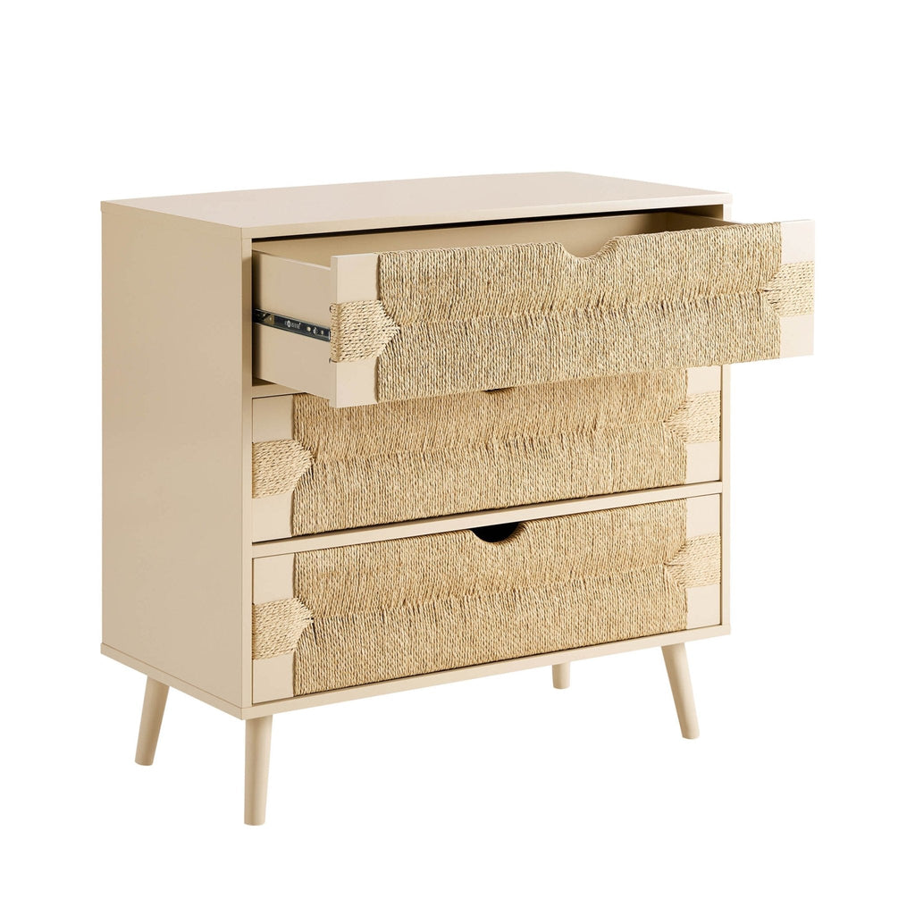 Dusklia - Lottie Woven 3 Drawer Chest - Sand