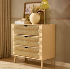 Dusklia - Lottie Woven 3 Drawer Chest - Sand