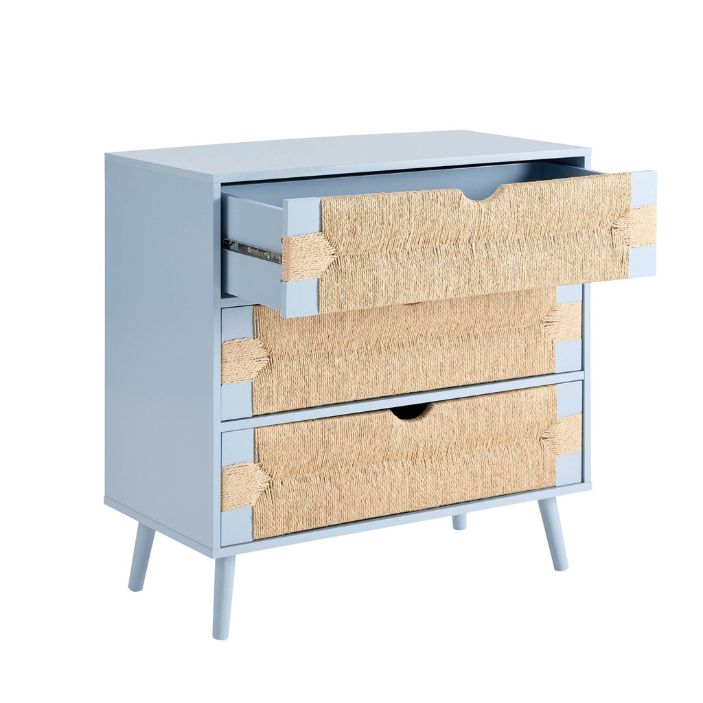 Dusklia - Lottie Woven 3 Drawer Chest - Sky Blue
