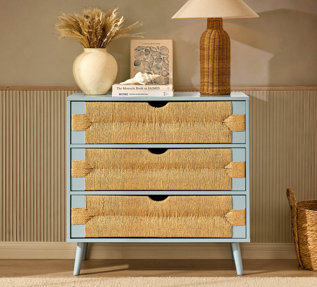 Dusklia - Lottie Woven 3 Drawer Chest - Sky Blue