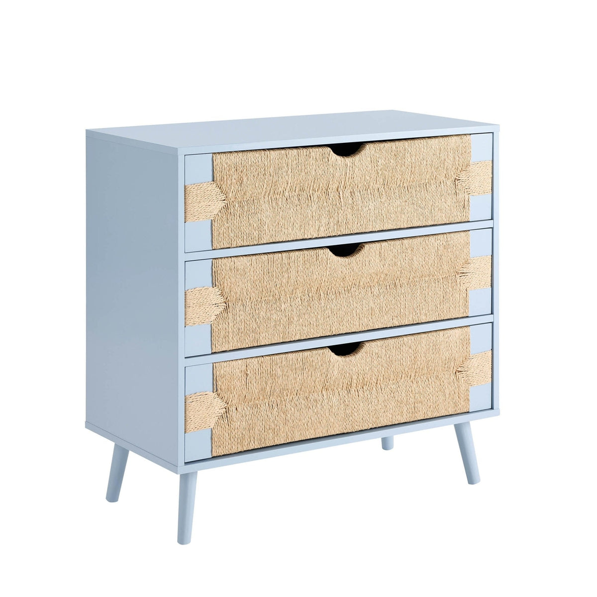 Dusklia - Lottie Woven 3 Drawer Chest - Sky Blue