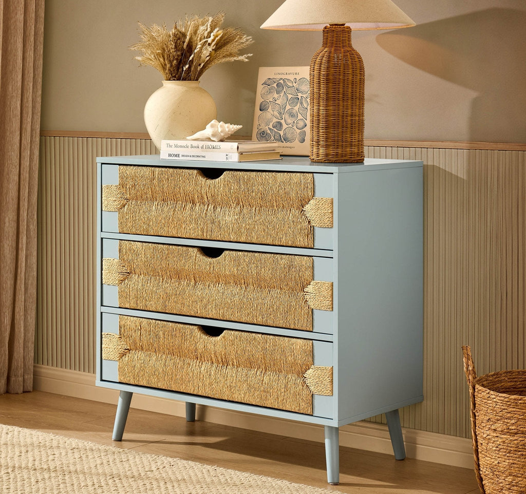 Dusklia - Lottie Woven 3 Drawer Chest - Sky Blue