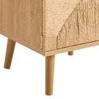 Dusklia - Lottie Woven Bedside Table with Door - Light Wood