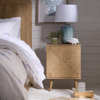 Dusklia - Lottie Woven Bedside Table with Door - Light Wood