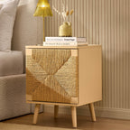 Dusklia - Lottie Woven Bedside Table with Door - Sand