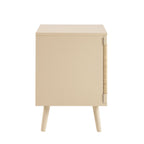 Dusklia - Lottie Woven Bedside Table with Door - Sand