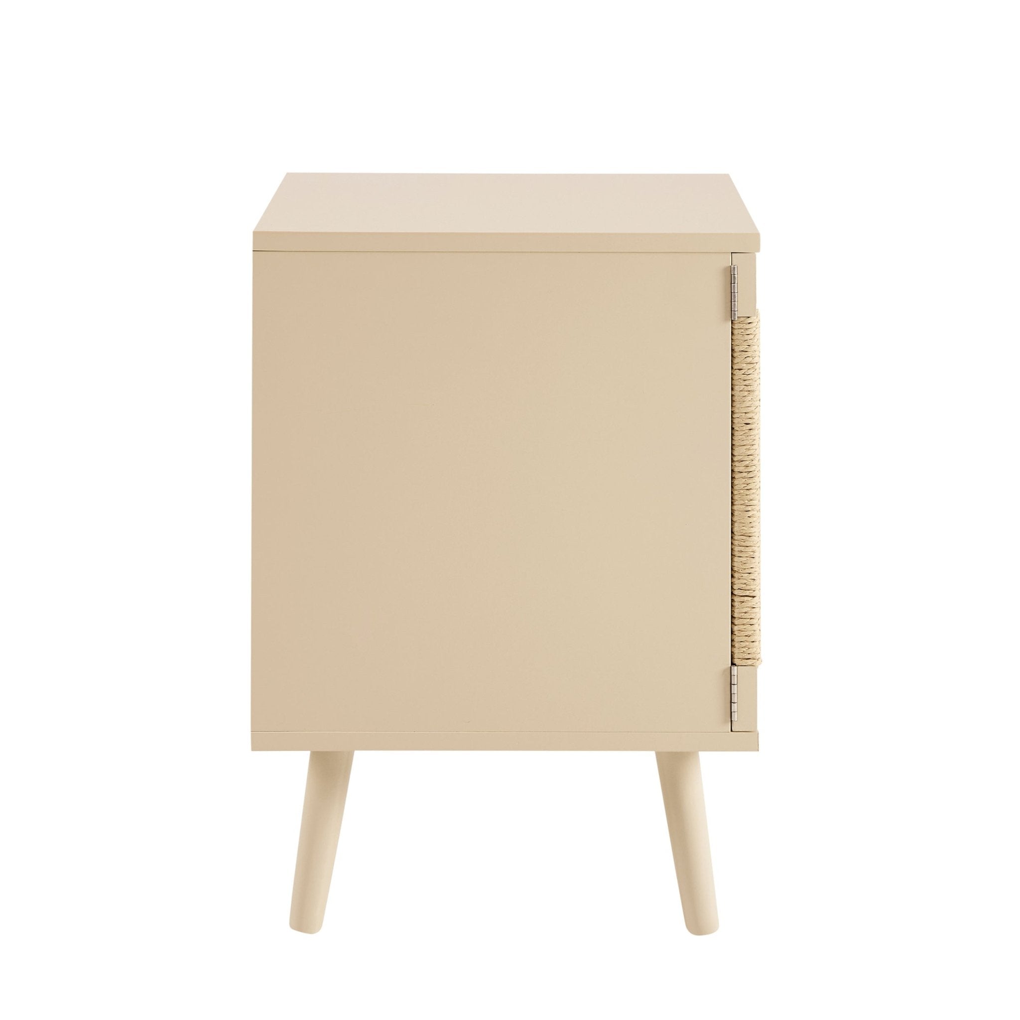 Dusklia - Lottie Woven Bedside Table with Door - Sand