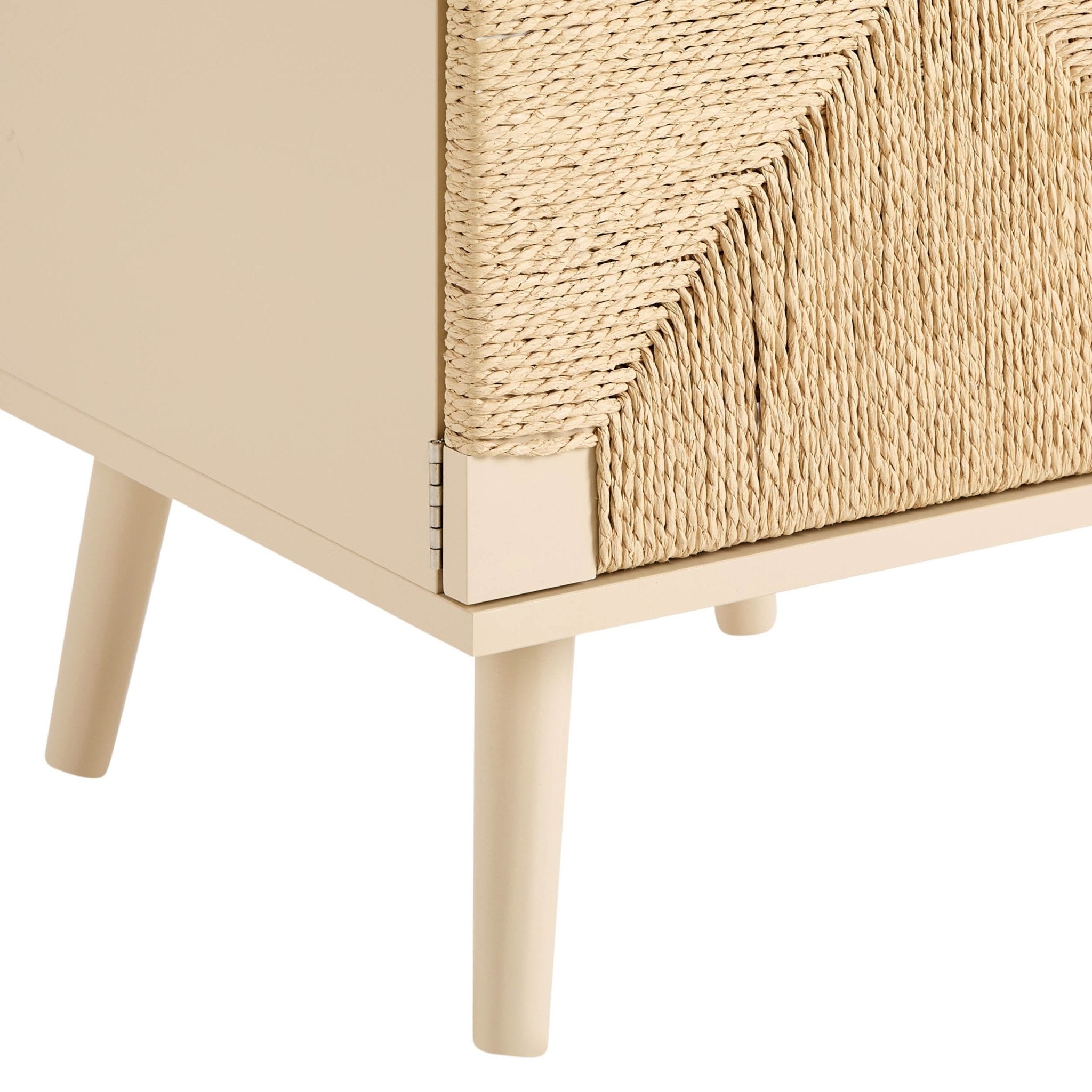 Dusklia - Lottie Woven Bedside Table with Door - Sand