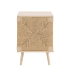 Dusklia - Lottie Woven Bedside Table with Door - Sand