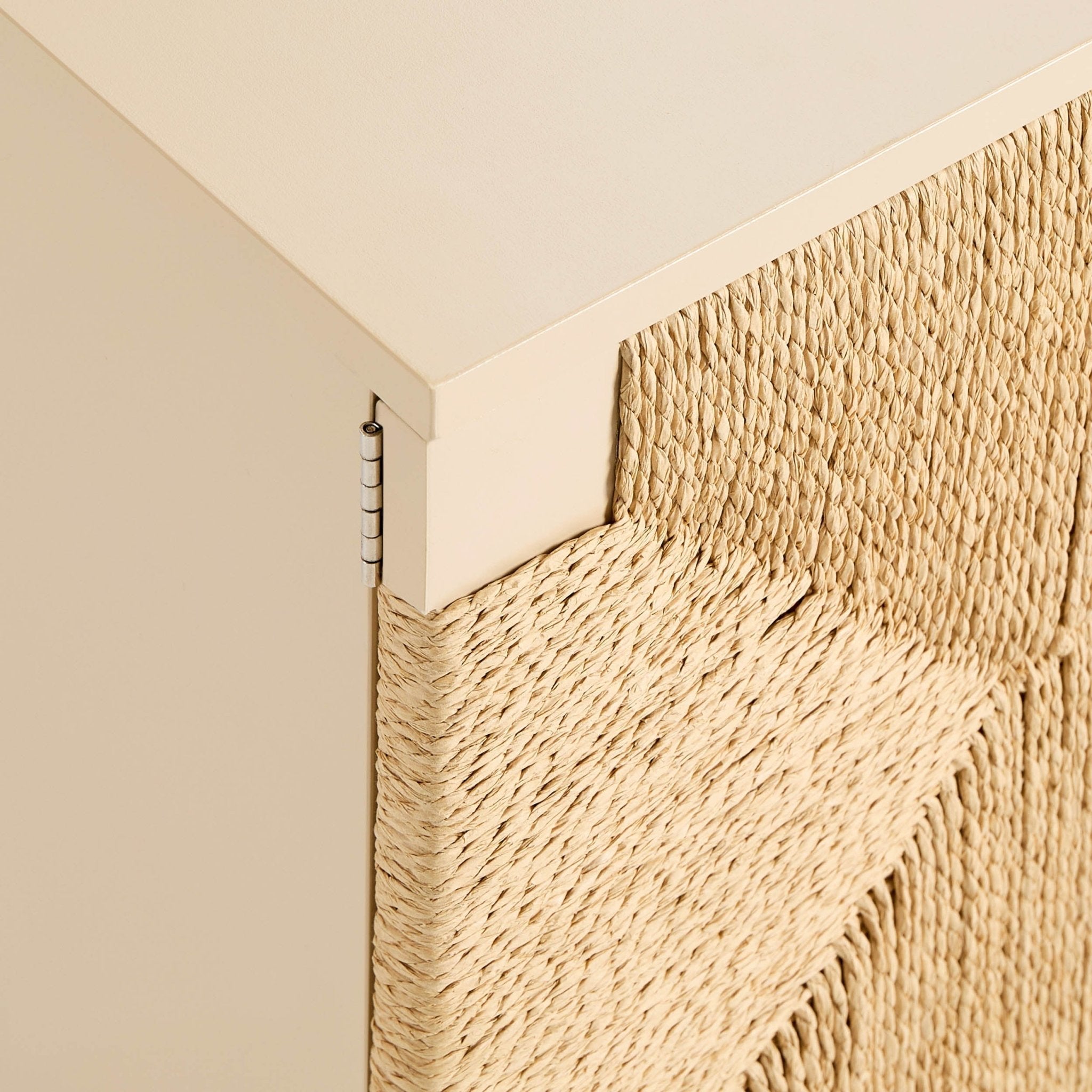 Dusklia - Lottie Woven Bedside Table with Door - Sand