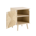 Dusklia - Lottie Woven Bedside Table with Door - Sand