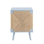 Dusklia - Lottie Woven Bedside Table with Door - Sky Blue