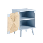 Dusklia - Lottie Woven Bedside Table with Door - Sky Blue