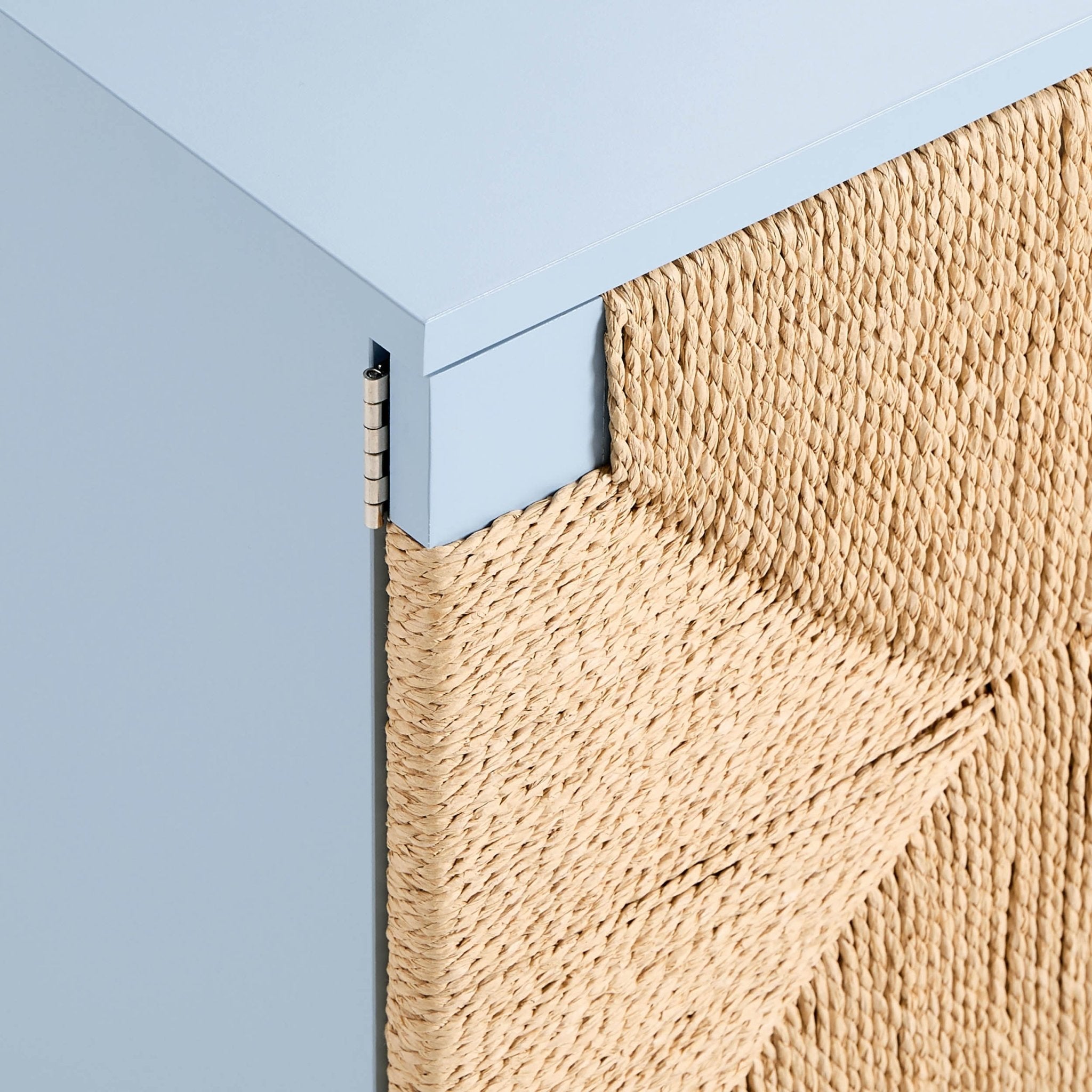 Dusklia - Lottie Woven Bedside Table with Door - Sky Blue