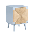 Dusklia - Lottie Woven Bedside Table with Door - Sky Blue