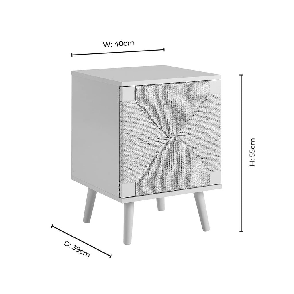 Dusklia - Lottie Woven Bedside Table with Door - Sand