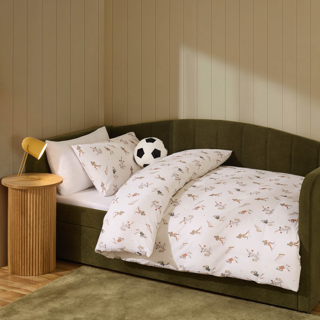 Dusklia - Luca Sporty 100% Cotton Kids Duvet Cover & Pillowcase Set - Taupe
