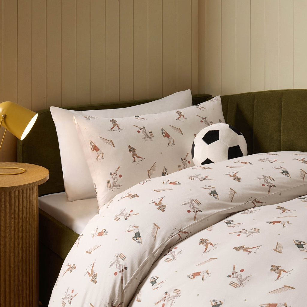 Dusklia - Luca Sporty 100% Cotton Kids Duvet Cover & Pillowcase Set - Taupe