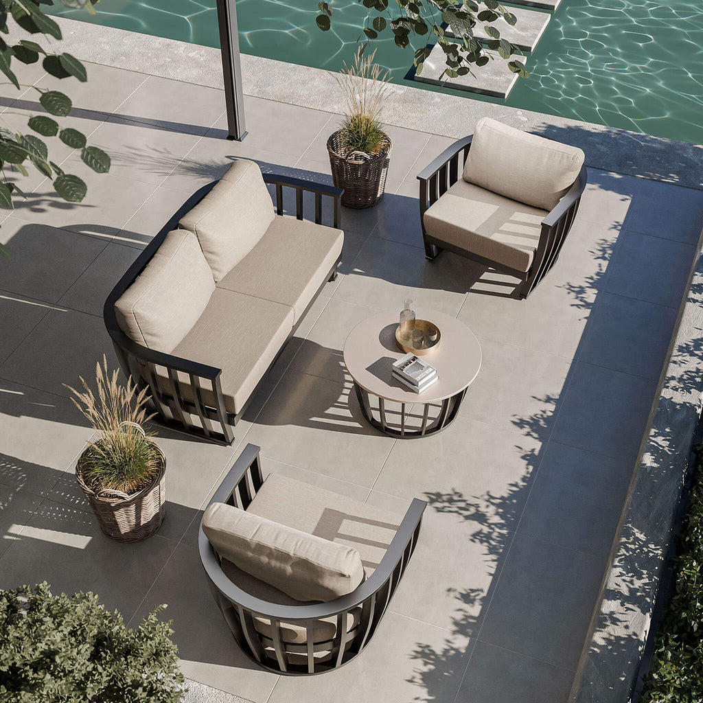Dusklia - Lucca Outdoor 5 Seater Lounge Set with Coffee Table - Black
