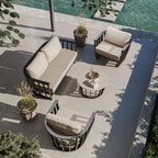 Dusklia - Lucca Outdoor 5 Seater Lounge Set with Coffee Table - Black