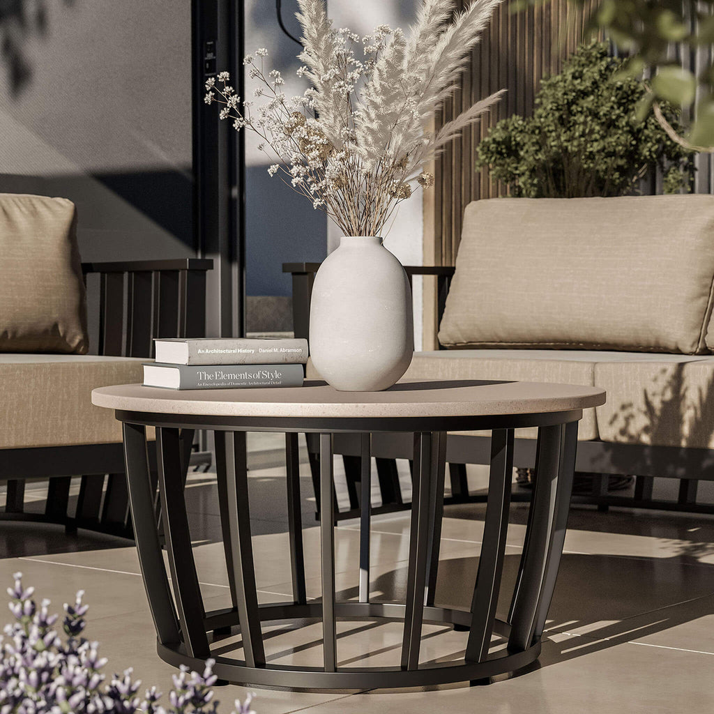 Dusklia - Lucca Outdoor 5 Seater Lounge Set with Coffee Table - Black