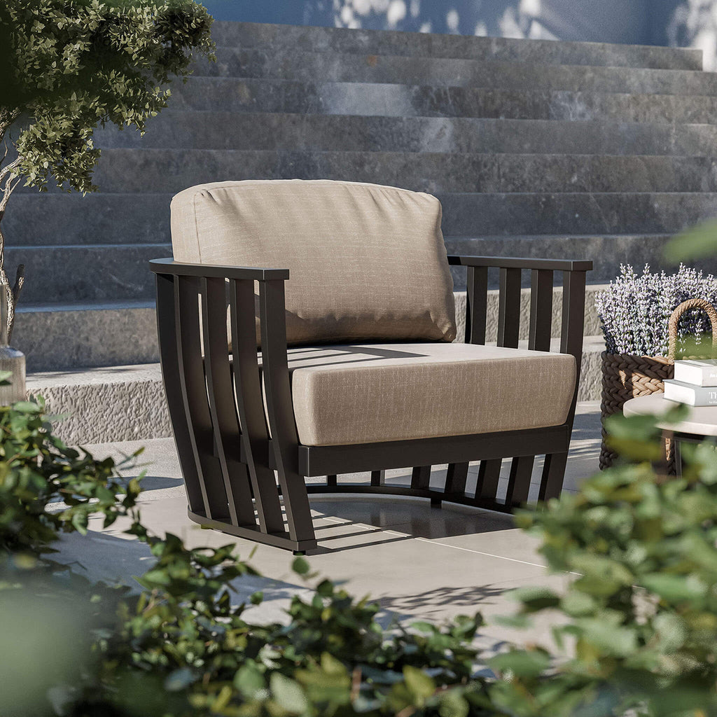 Dusklia - Lucca Outdoor 5 Seater Lounge Set with Coffee Table - Black